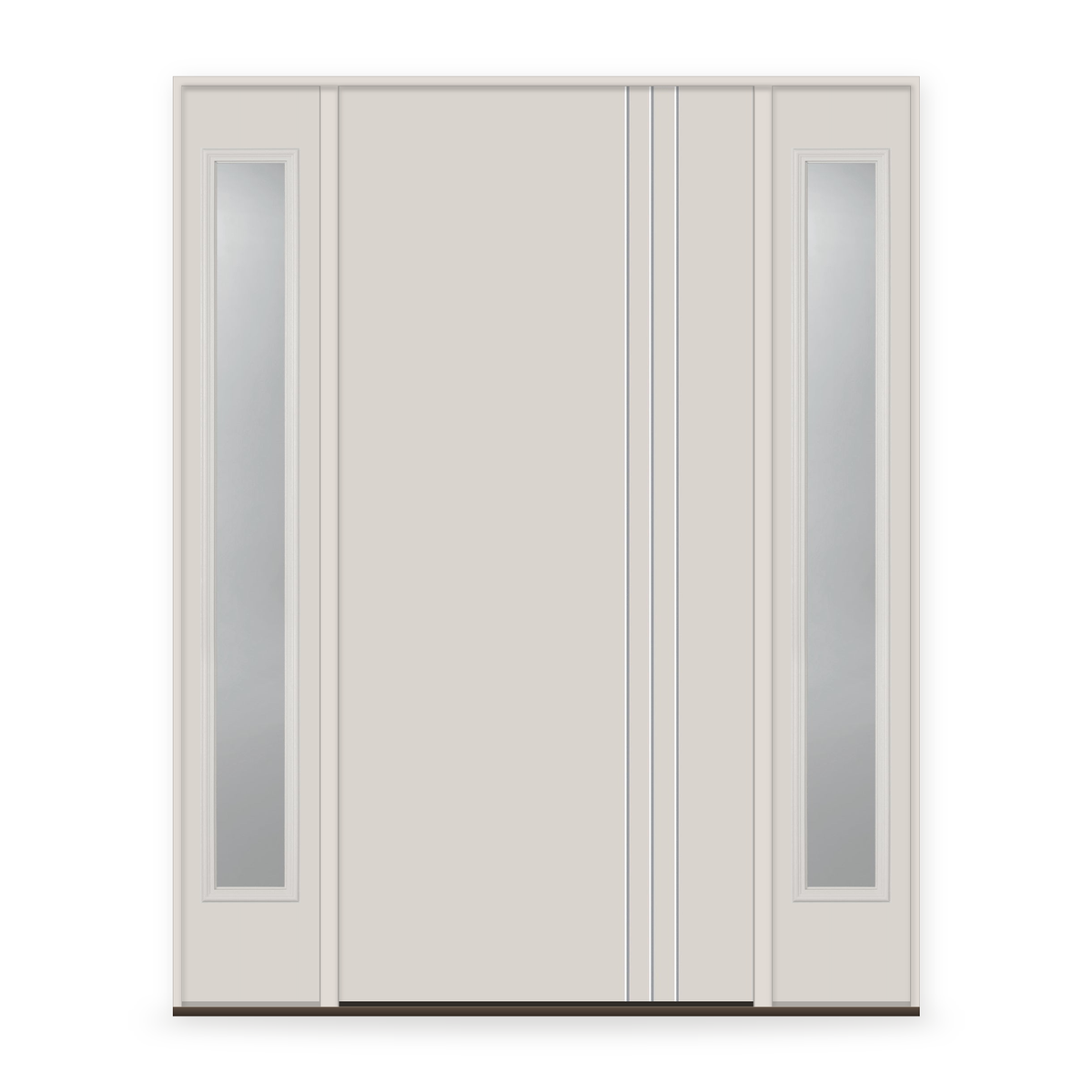 Fiberglass Entry Door System with Two Sidelites - Contemporary 30, White Satin Smooth
