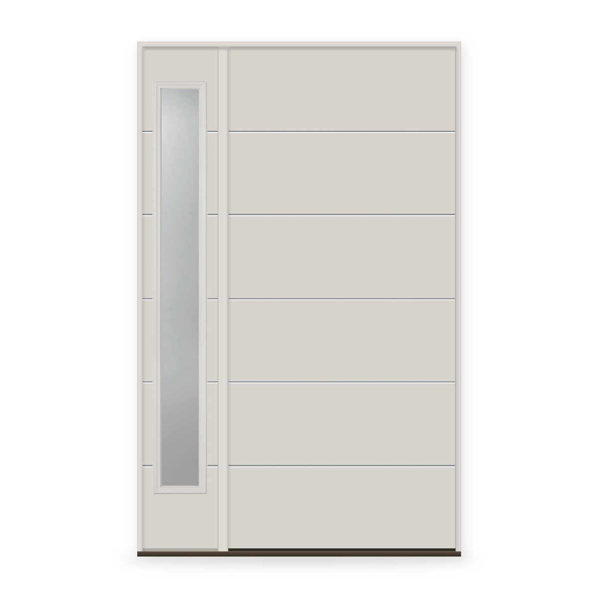 Fiberglass Entry Door System with Sidelite - Contemporary 5, White Satin Smooth