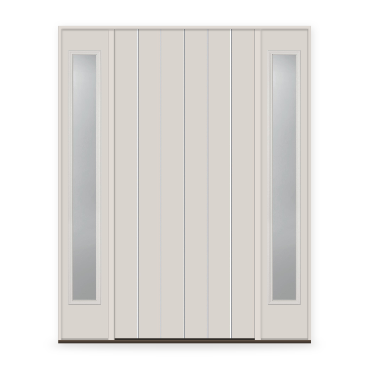 Fiberglass Entry Door System with Two Sidelites - Contemporary 60, White Satin Smooth