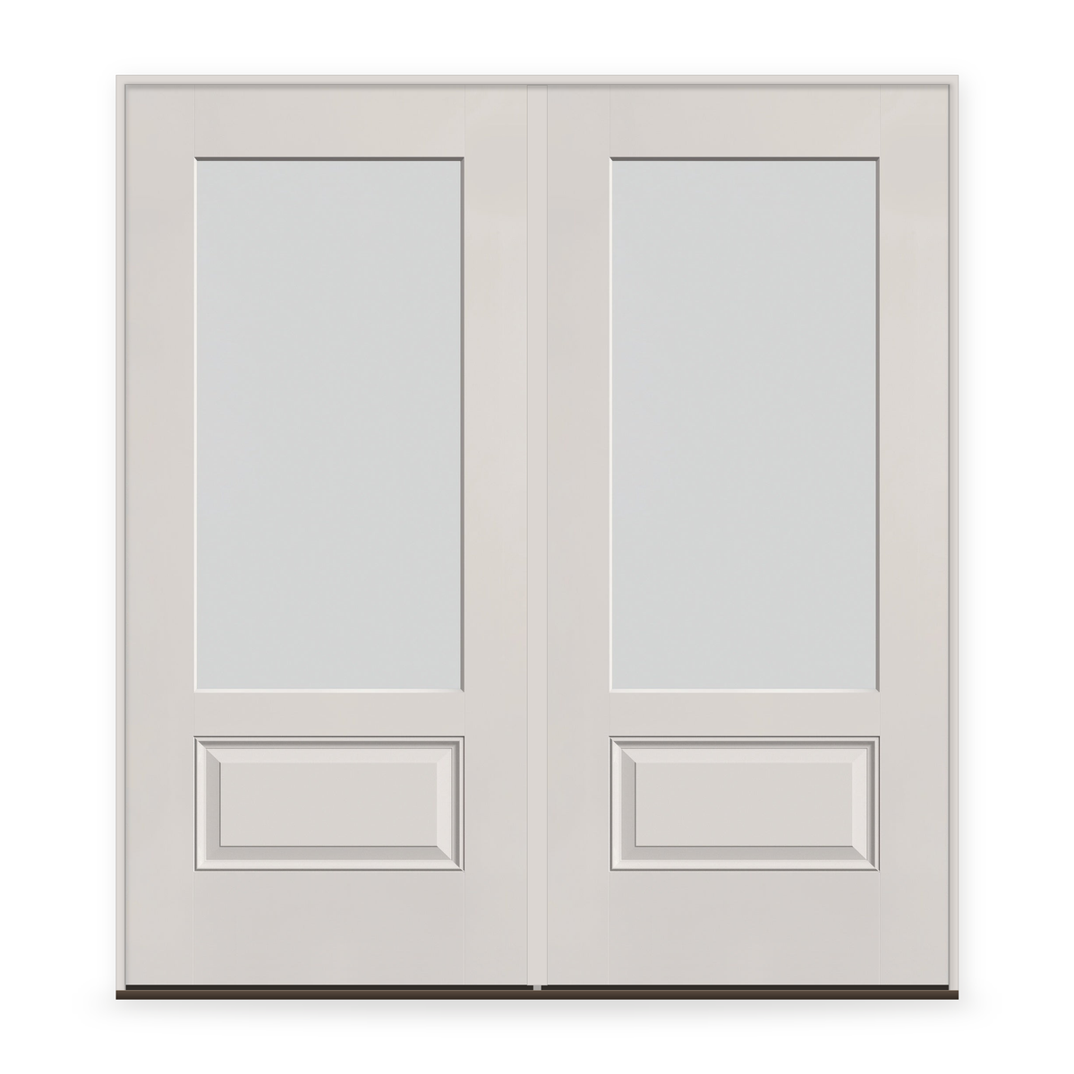 Double Frost Flush Glazed Fiberglass Entry Door System - 3/4 Lite, White Satin Smooth