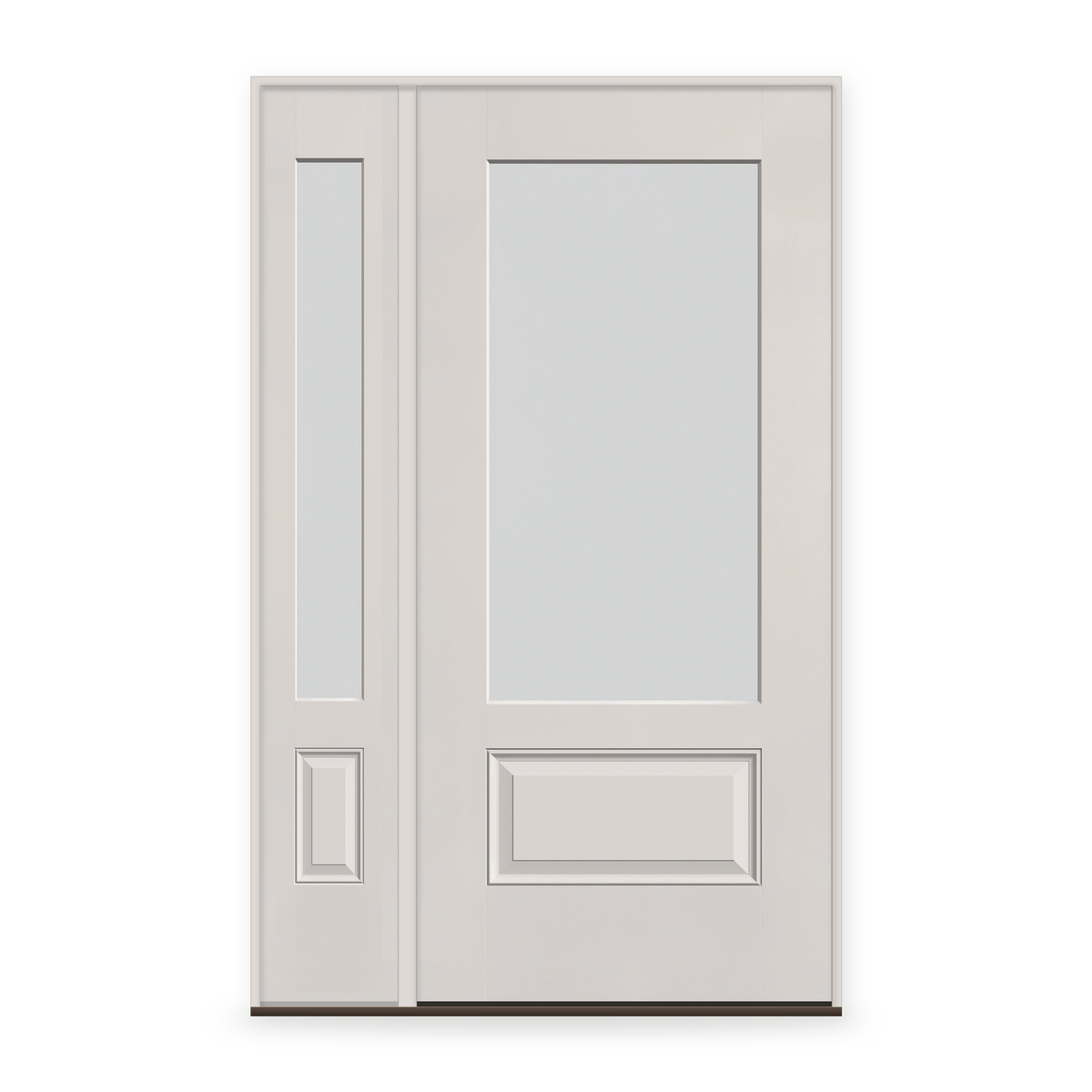 Frost Flush Glazed Fiberglass Entry Door System with Sidelite - 3/4 Lite, White Satin Smooth