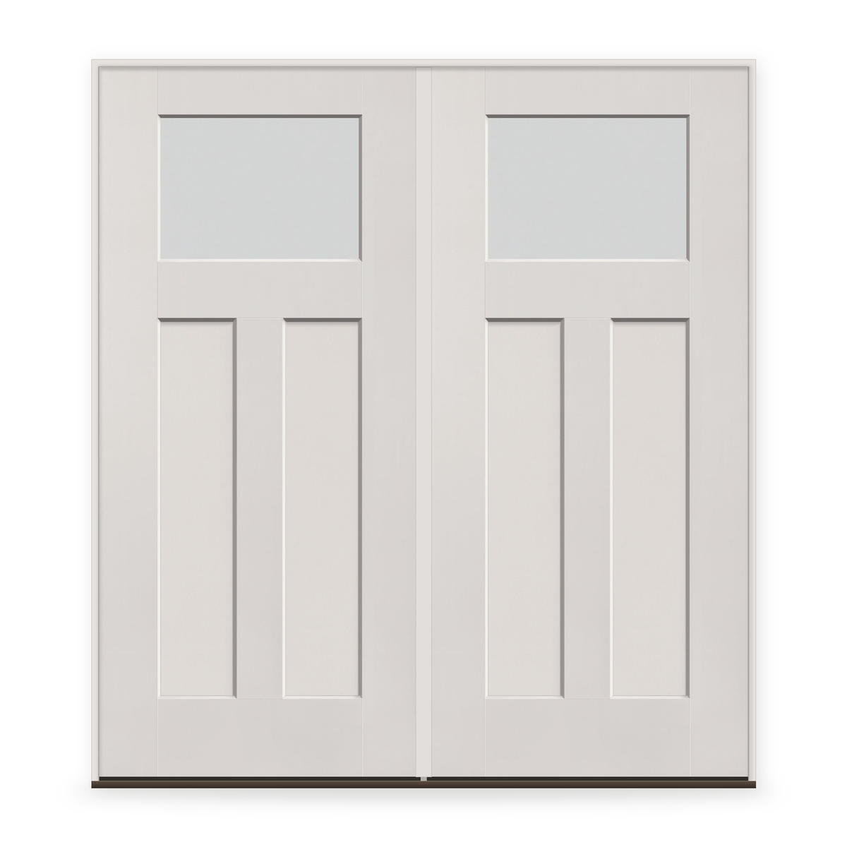Double Frost Flush Glazed Fiberglass Entry Door System - Craftsman 2 Panel, White Satin Smooth