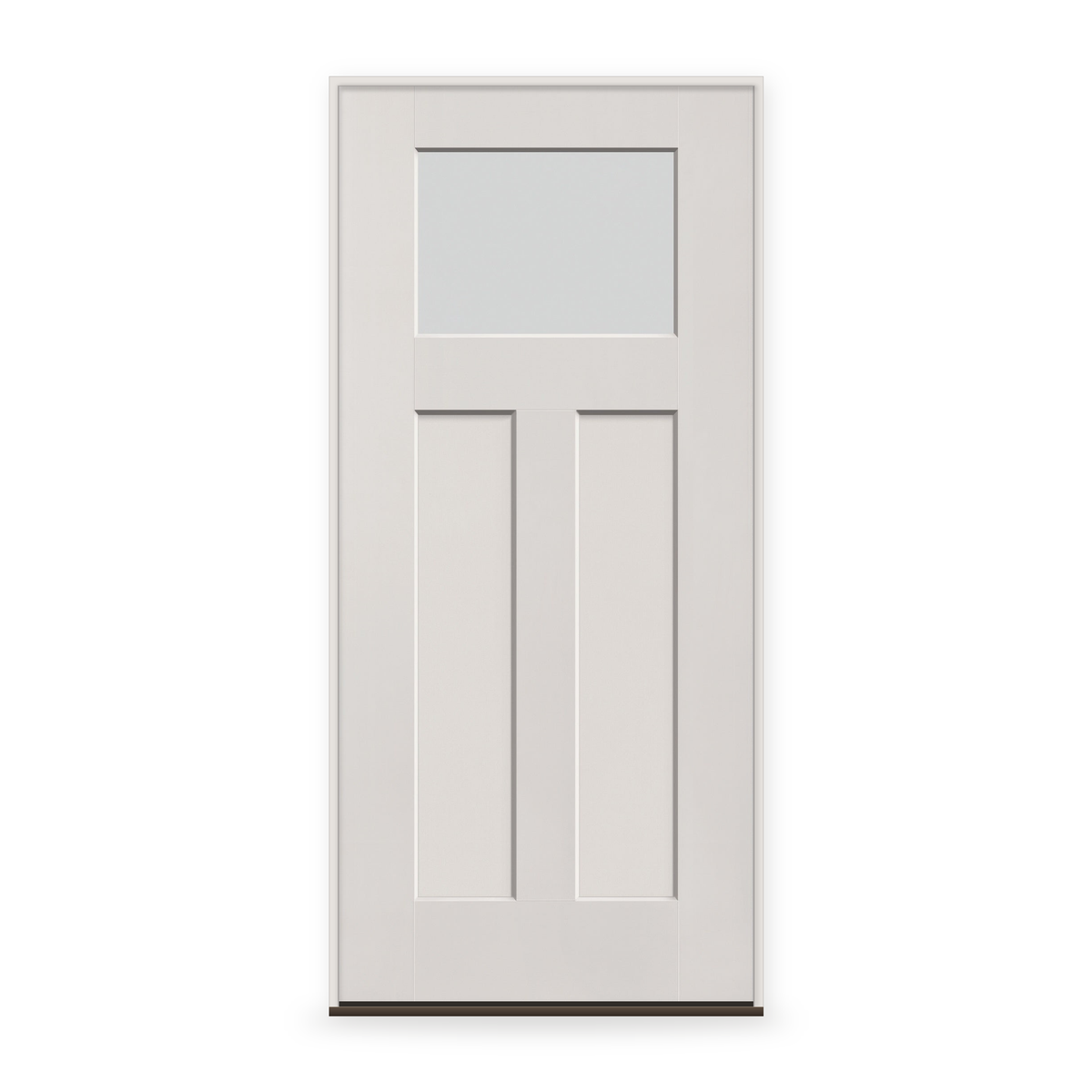 Prehung Frost Flush Glazed Fiberglass Entry Door System - Craftsman 2 Panel, White Satin Smooth