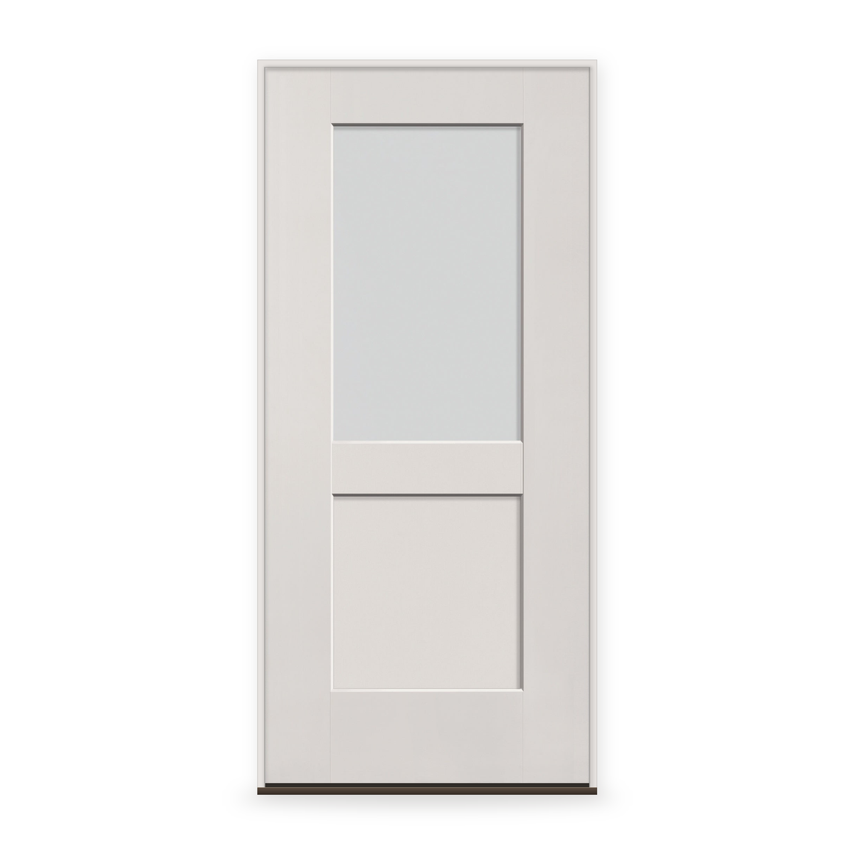 Prehung Frost Flush Glazed Fiberglass Entry Door System - Half Lite Shaker, White Satin Smooth