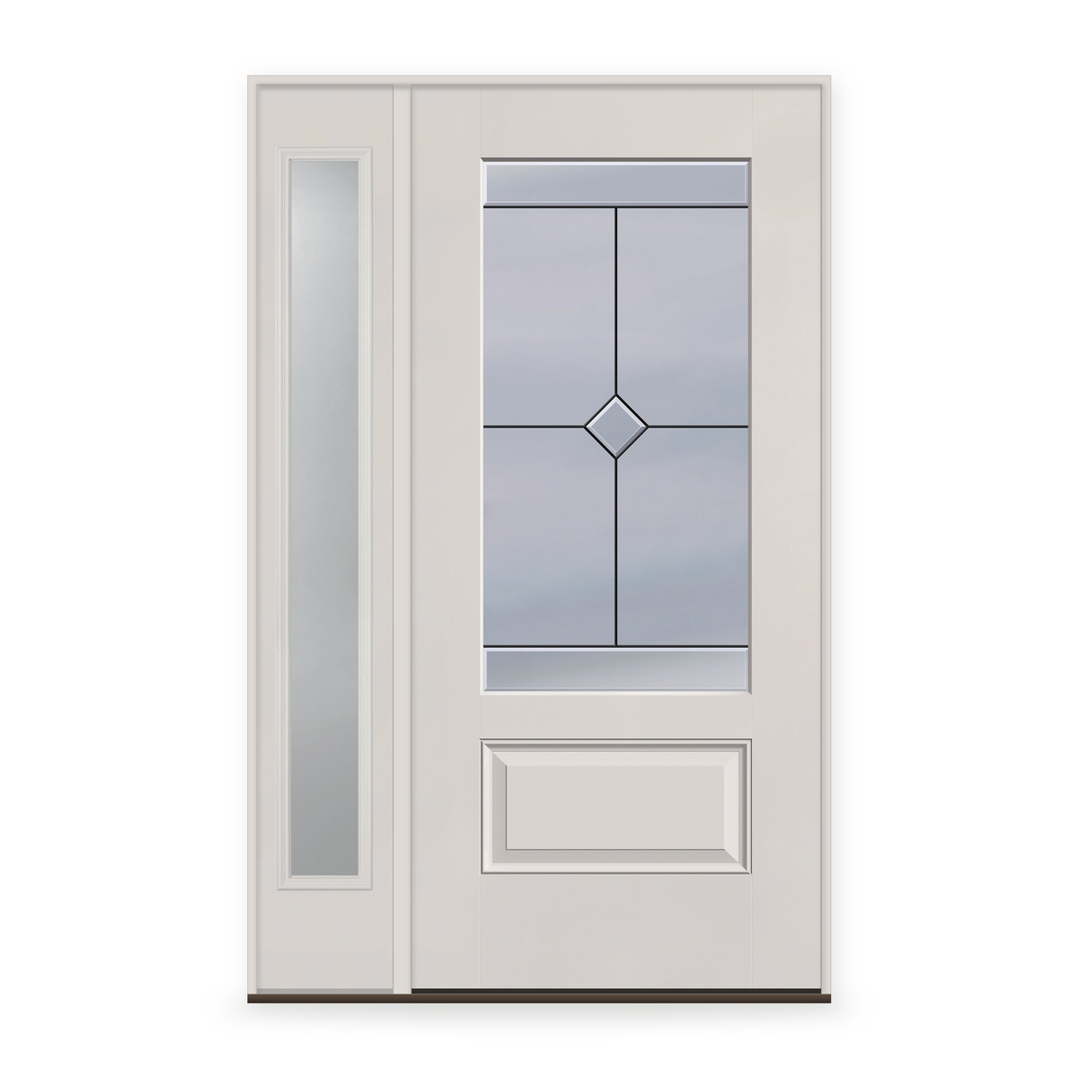 Garrison Flush Glazed Fiberglass Entry Door System with Sidelite - 3/4 Lite, Tan Woodgrain
