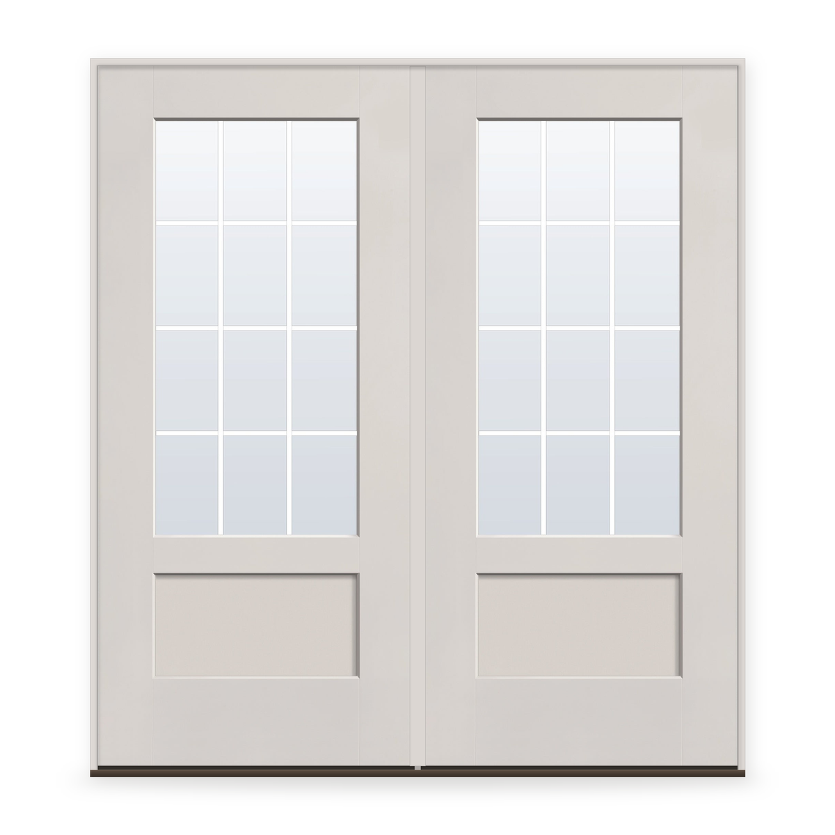 Double Grills Between Glass 12 Light Flush Glazed Fiberglass Entry Door System - 3/4 Lite Shaker, White Satin Smooth, White 5/8" Grilles