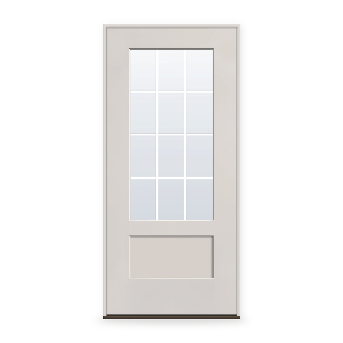 Prehung Grills Between Glass 12 Light Flush Glazed Fiberglass Entry Door System - 3/4 Lite Shaker, White Satin Smooth, White 5/8" Grilles