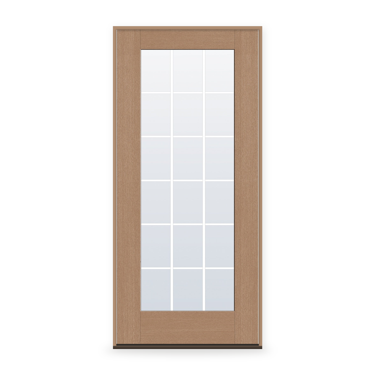 Prehung Grills Between Glass 18 Light Flush Glazed Fiberglass Entry Door System - Full Lite, Tan Woodgrain, White 7/8" Grilles