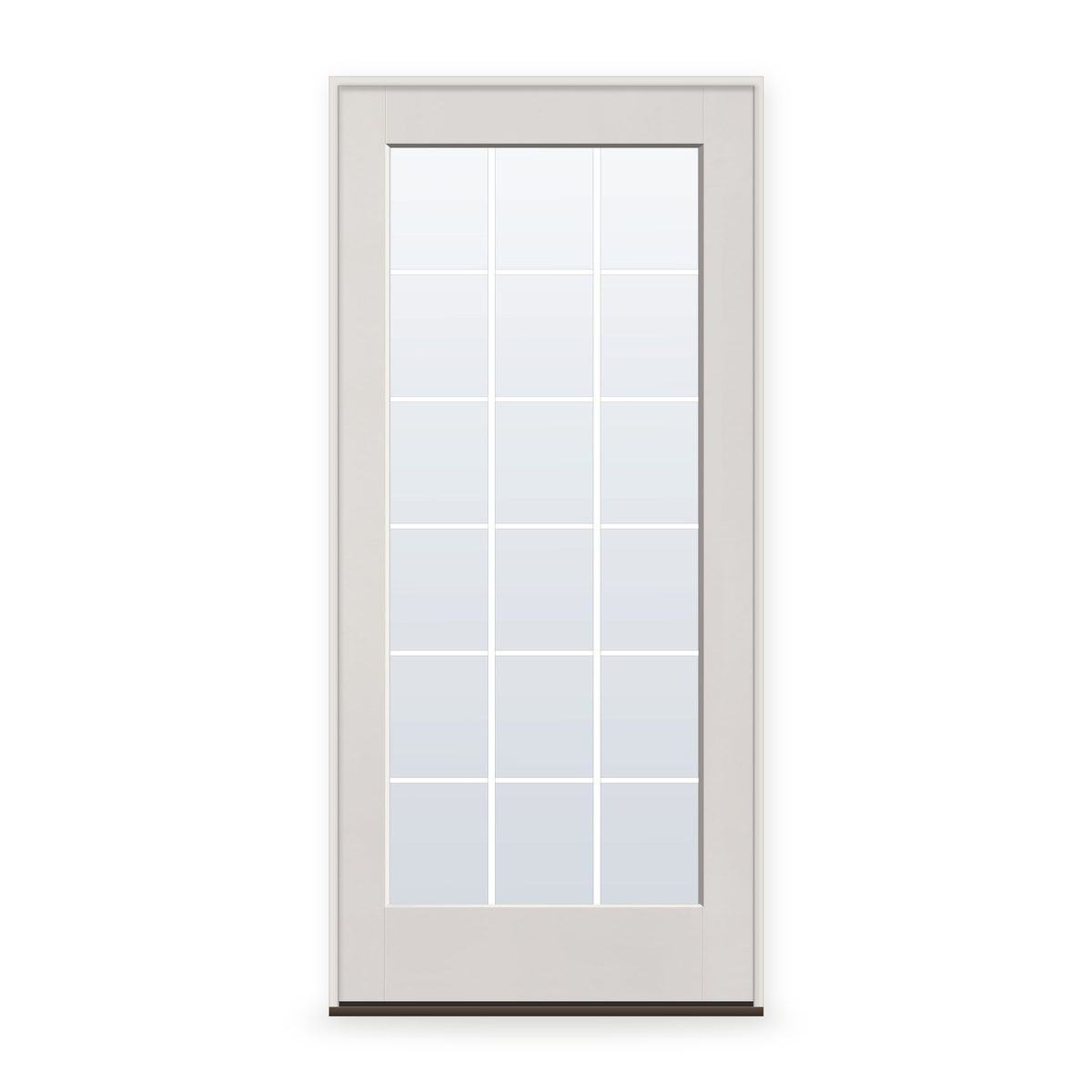 Prehung Grills Between Glass 18 Light Flush Glazed Fiberglass Entry Door System - Full Lite, White Satin Smooth, White 7/8" Grilles