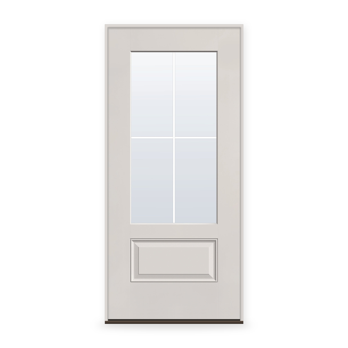 Prehung Grills Between Glass 4 Light Flush Glazed Fiberglass Entry Door System - 3/4 Lite, White Satin Smooth, White 7/8" Grilles