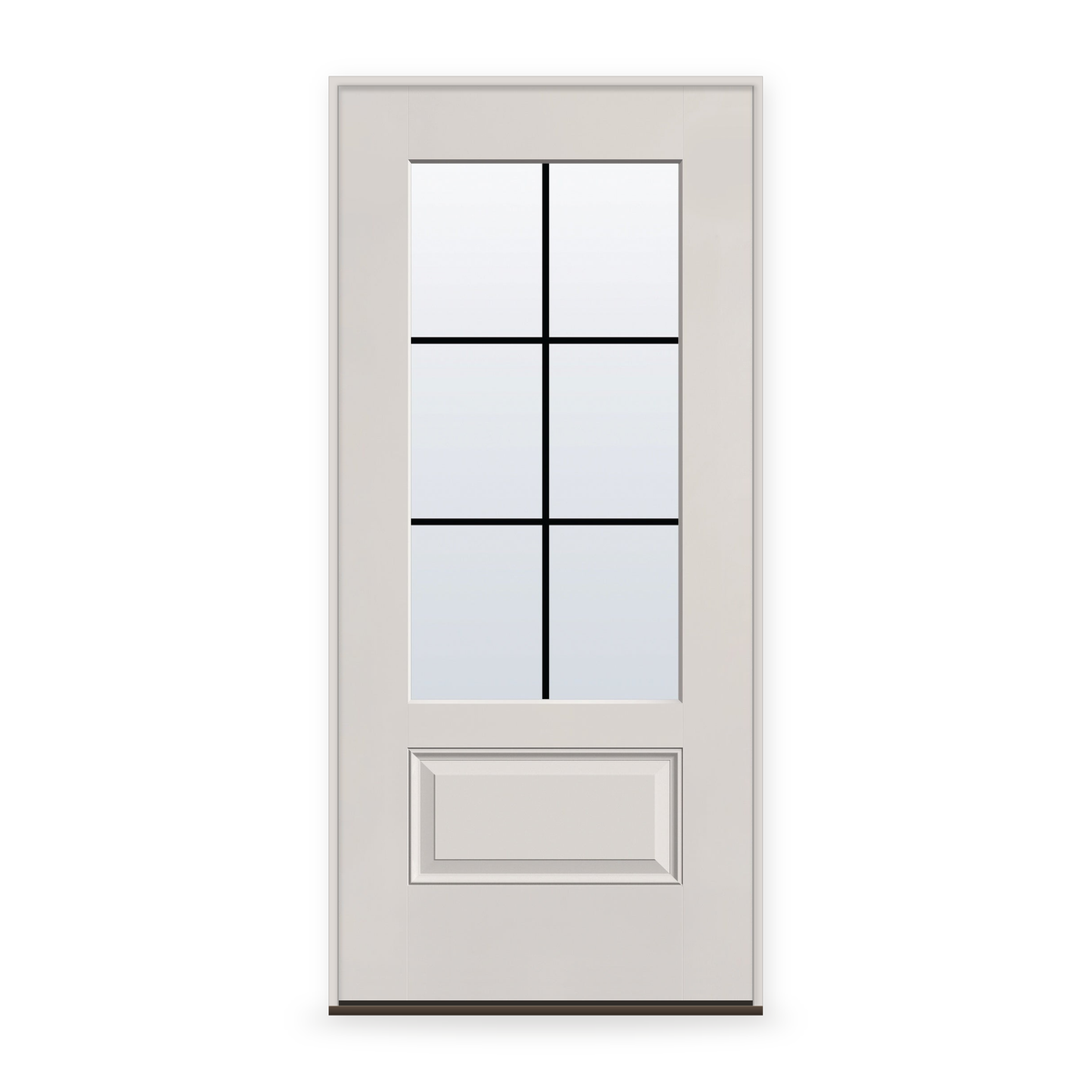 Prehung Grills Between Glass 6 Light Flush Glazed Fiberglass Entry Door System - 3/4 Lite, White Satin Smooth