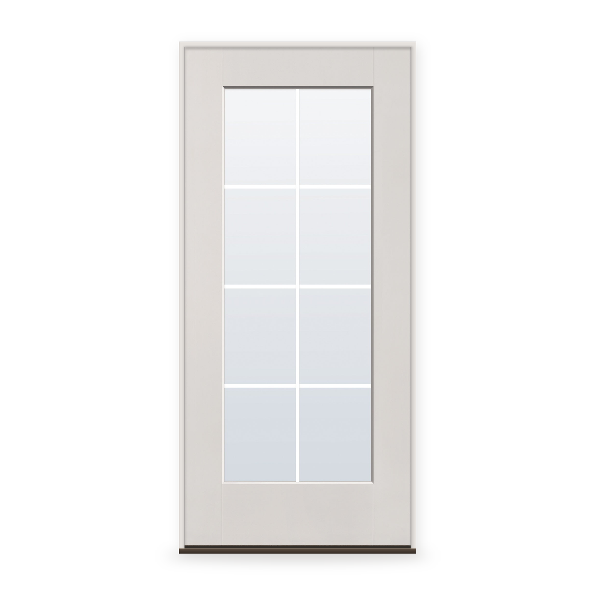 Prehung Grills Between Glass 8 Light Flush Glazed Fiberglass Entry Door System - Full Lite, White Satin Smooth, White 7/8" Grilles