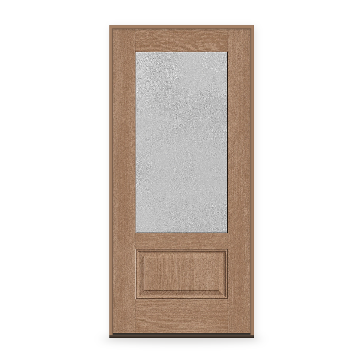 Prehung Micro-Granite Flush Glazed Fiberglass Entry Door System - 3/4 Lite, Tan Woodgrain
