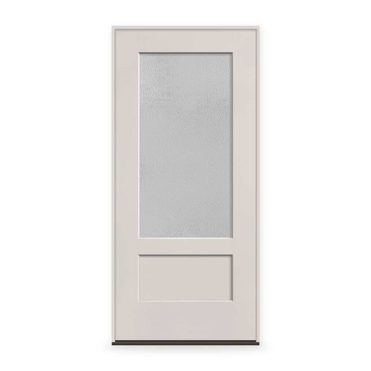 Prehung Micro-Granite Flush Glazed Fiberglass Entry Door System - 3/4 Lite Shaker, White Satin Smooth,