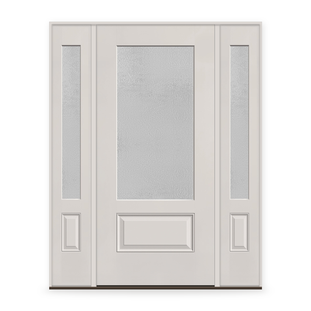 Micro-Granite Flush Glazed Fiberglass Entry Door System with Two Sidelites - 3/4 Lite, White Satin Smooth
