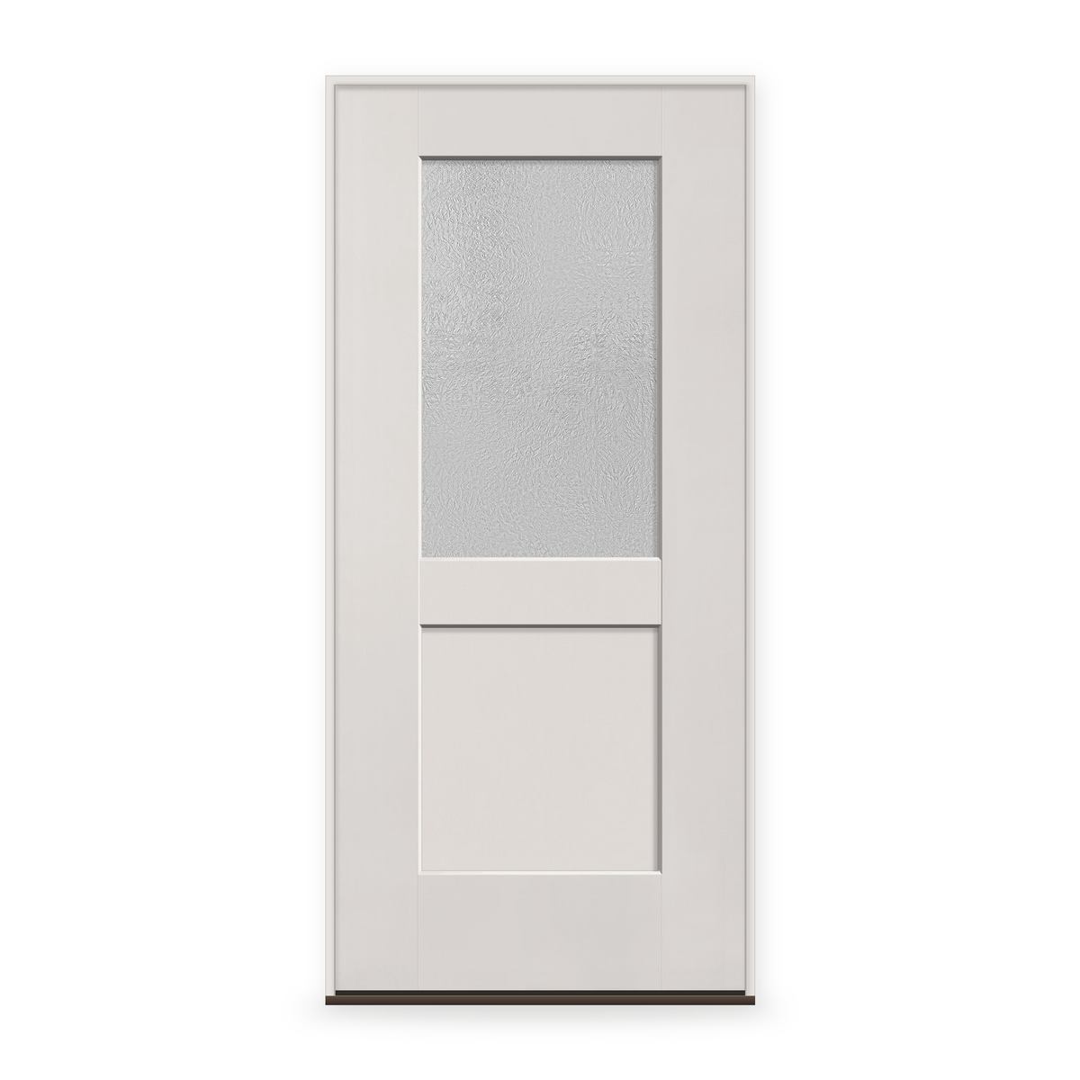 Prehung Micro-Granite Flush Glazed Fiberglass Entry Door System - Half Lite Shaker, White Satin Smooth