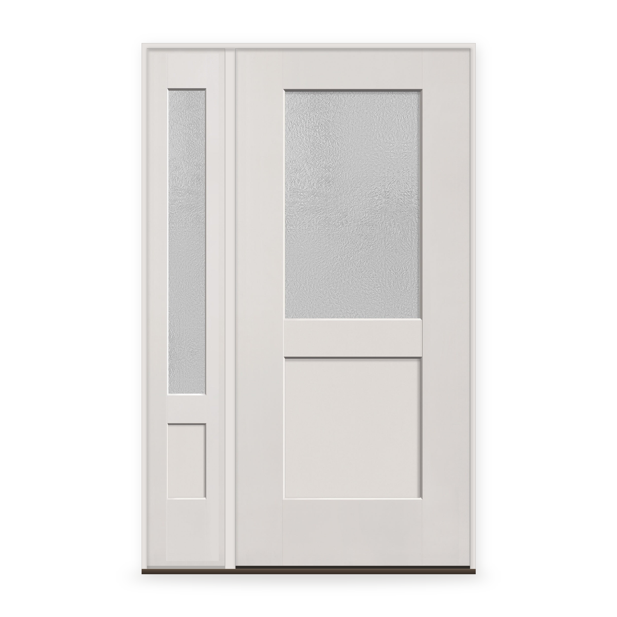 Micro-Granite Flush Glazed Fiberglass Entry Door System with Sidelite - Half Lite Shaker, White Satin Smooth