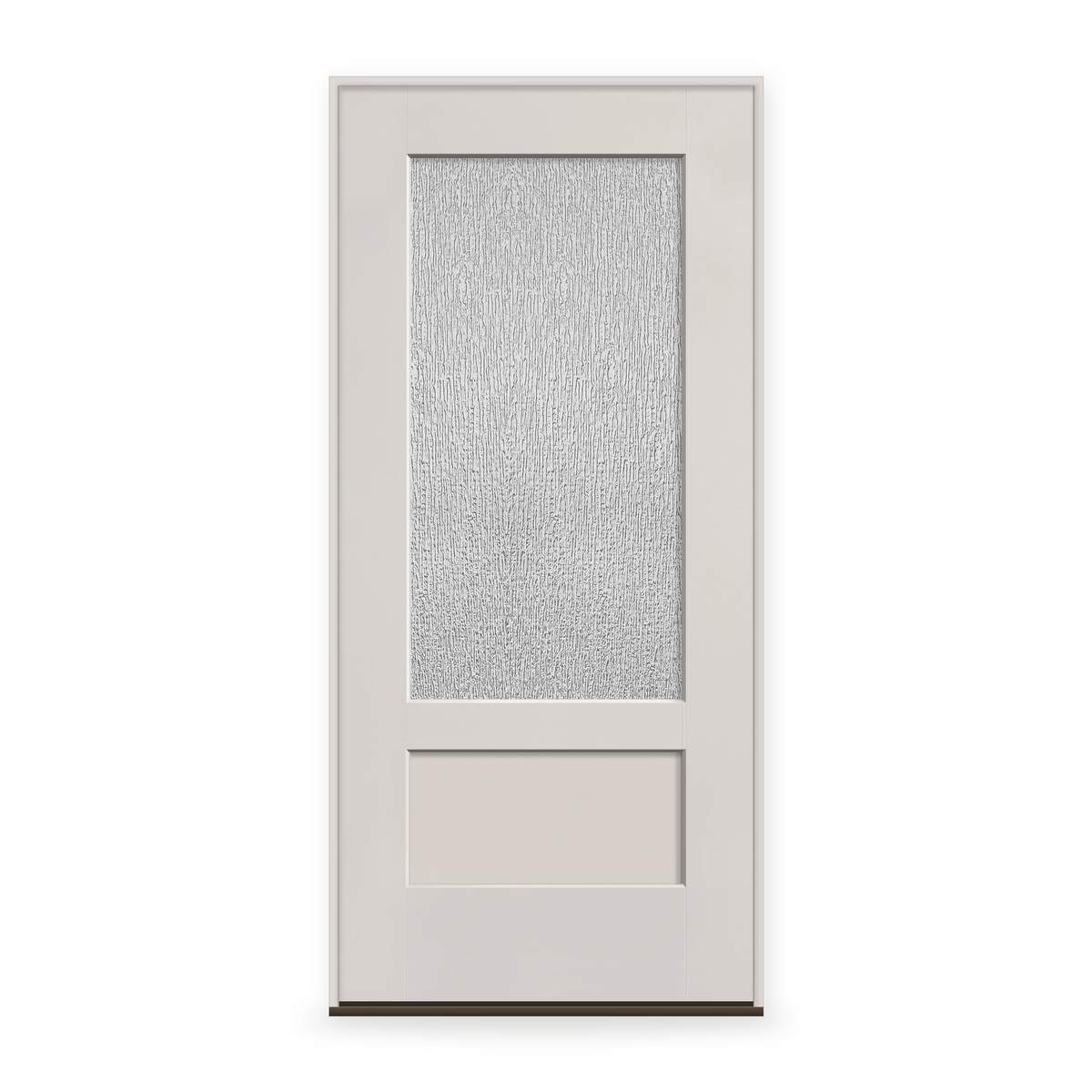 Prehung Rain Flush Glazed Fiberglass Entry Door System - 3/4 Lite Shaker, White Satin Smooth,