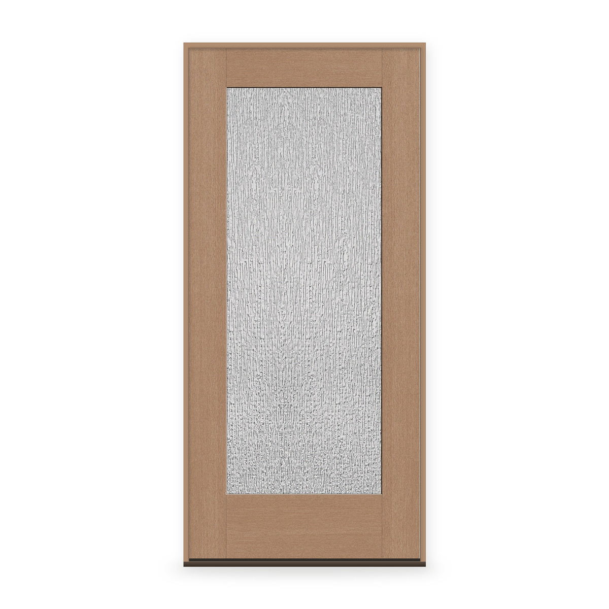 Prehung Rain Flush Glazed Fiberglass Entry Door System - Full Lite, Tan Woodgrain,