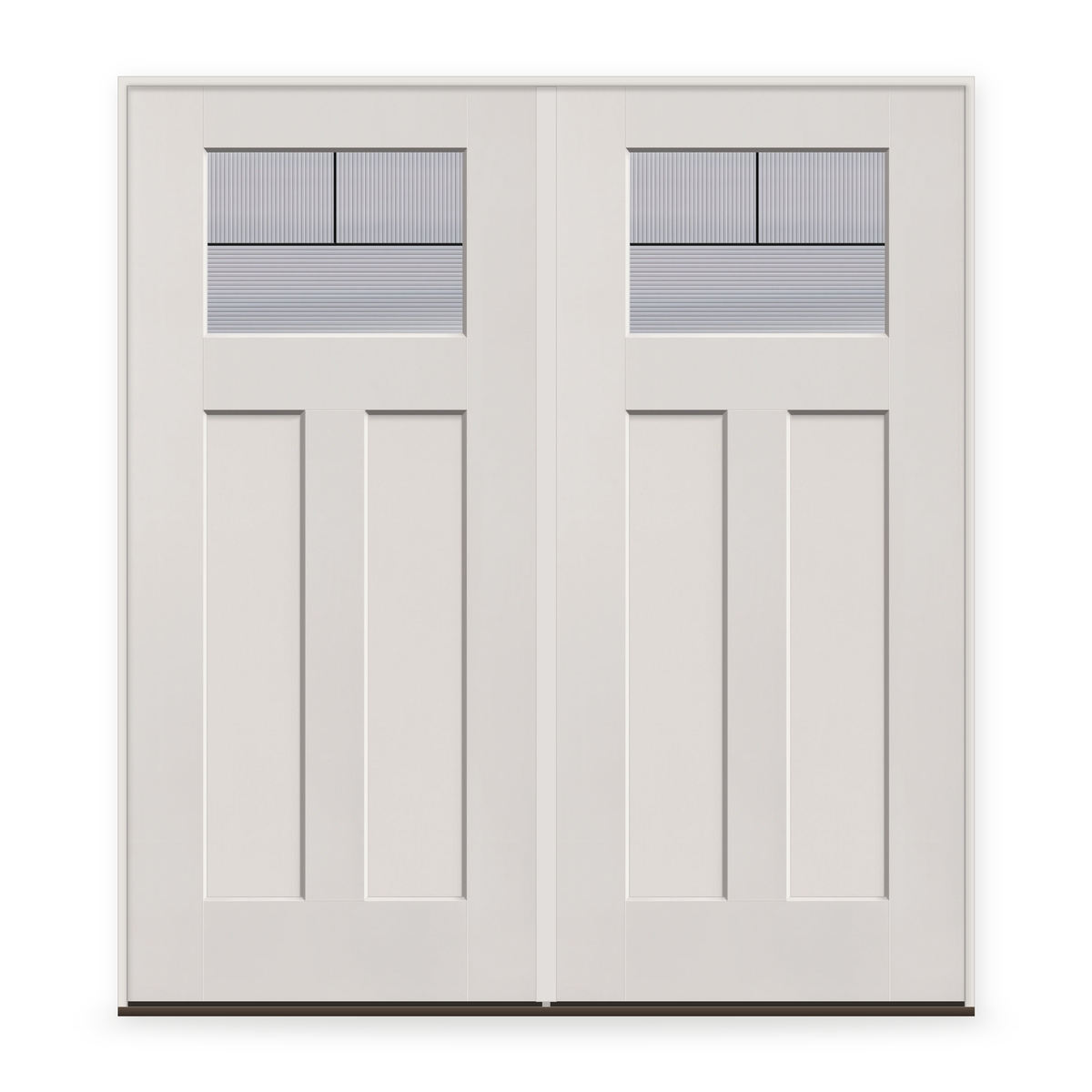 Double Rill Flush Glazed Fiberglass Entry Door System - Craftsman 2 Panel, White Satin Smooth
