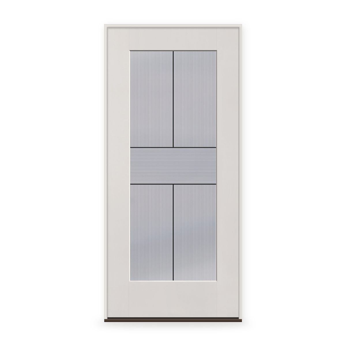 Prehung Rill Flush Glazed Fiberglass Entry Door System - Full Lite, White Satin Smooth