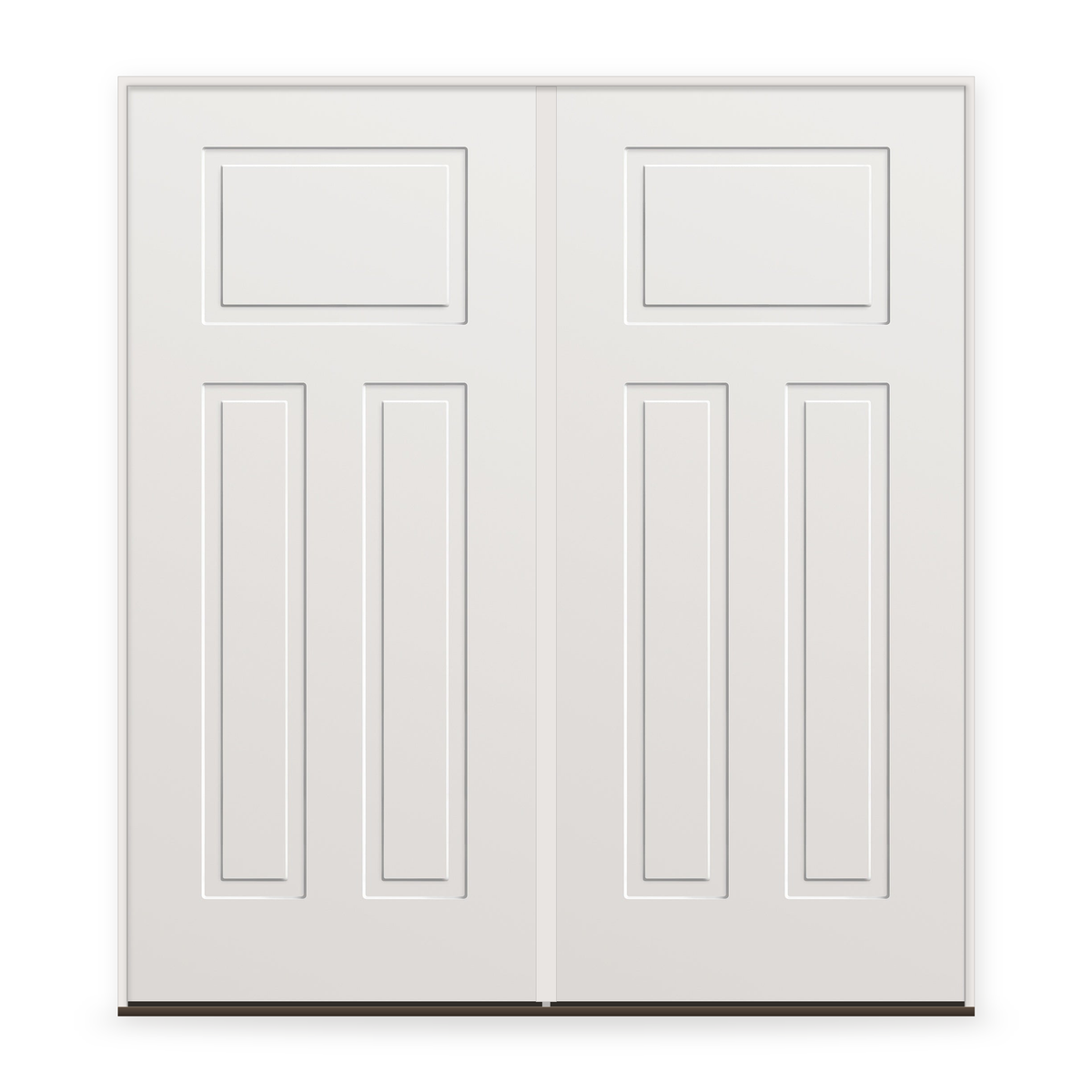 Double Steel Edge Entry Door System - 3 Panel Urban Craftsman, Primed White Smooth