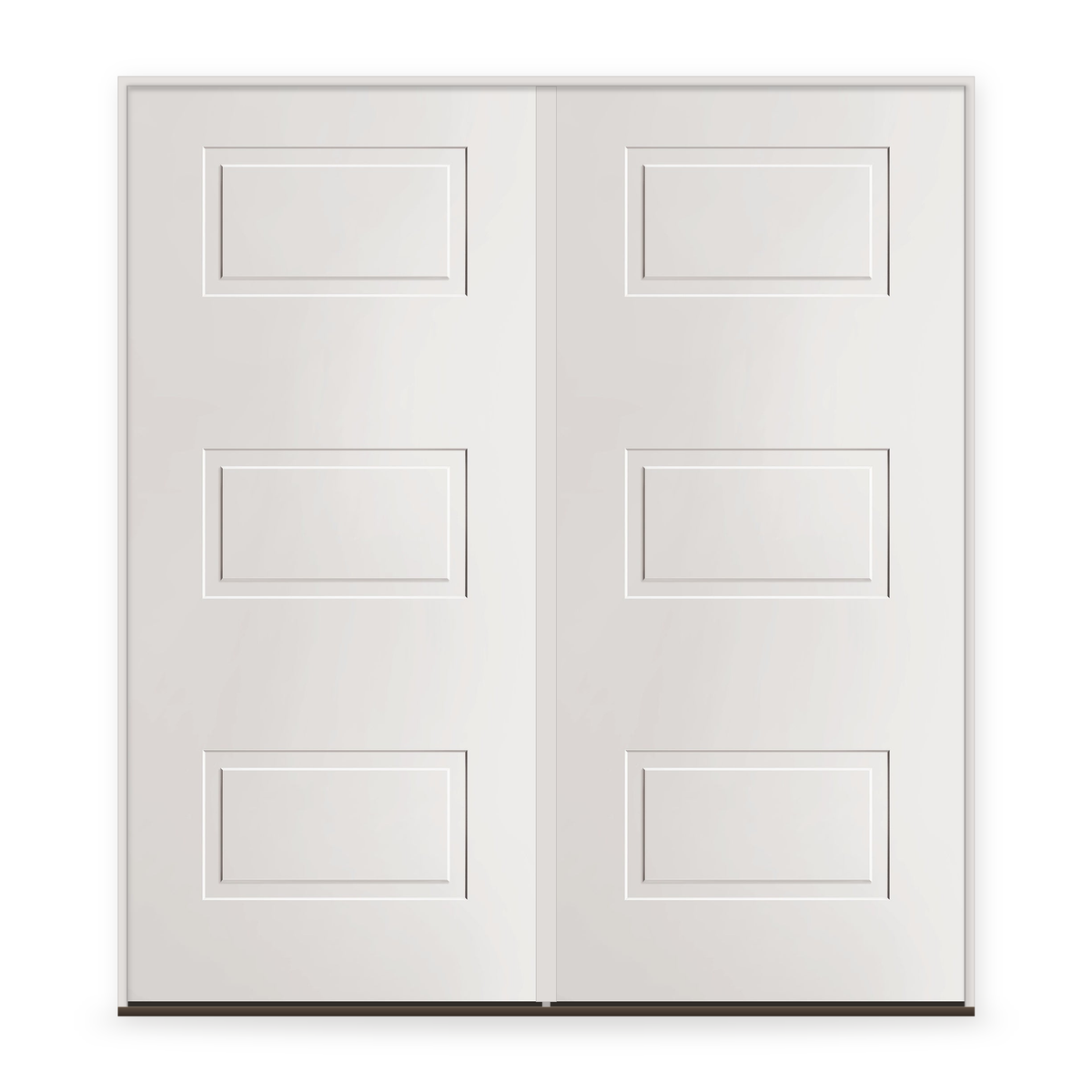 Double Steel Edge Entry Door System - 3 Panel Urban, Primed White Smooth