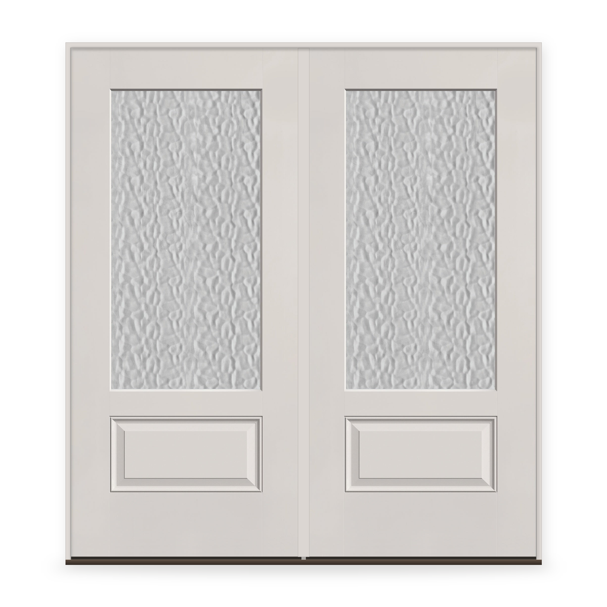 Double Vapor Flush Glazed Fiberglass Entry Door System - 3/4 Lite, White Satin Smooth