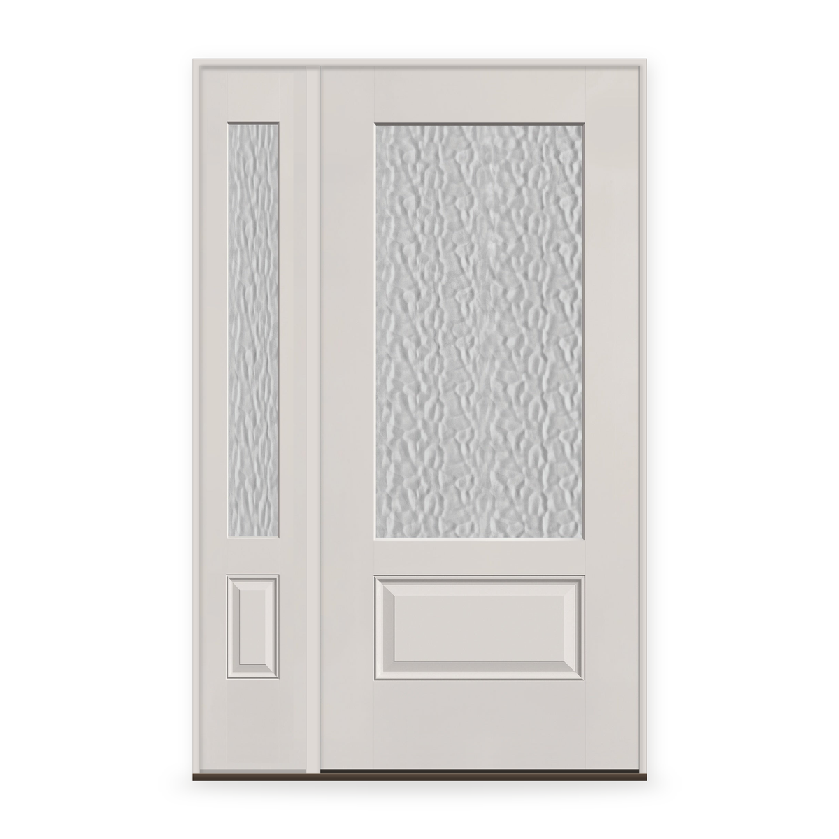 Vapor Flush Glazed Fiberglass Entry Door System with Sidelite - 3/4 Lite, White Satin Smooth