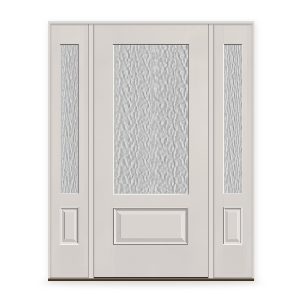 Vapor Flush Glazed Fiberglass Entry Door System with Two Sidelites - 3/4 Lite, White Satin Smooth