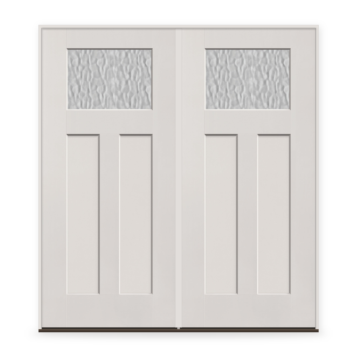 Double Vapor Flush Glazed Fiberglass Entry Door System - Craftsman 2 Panel, White Satin Smooth