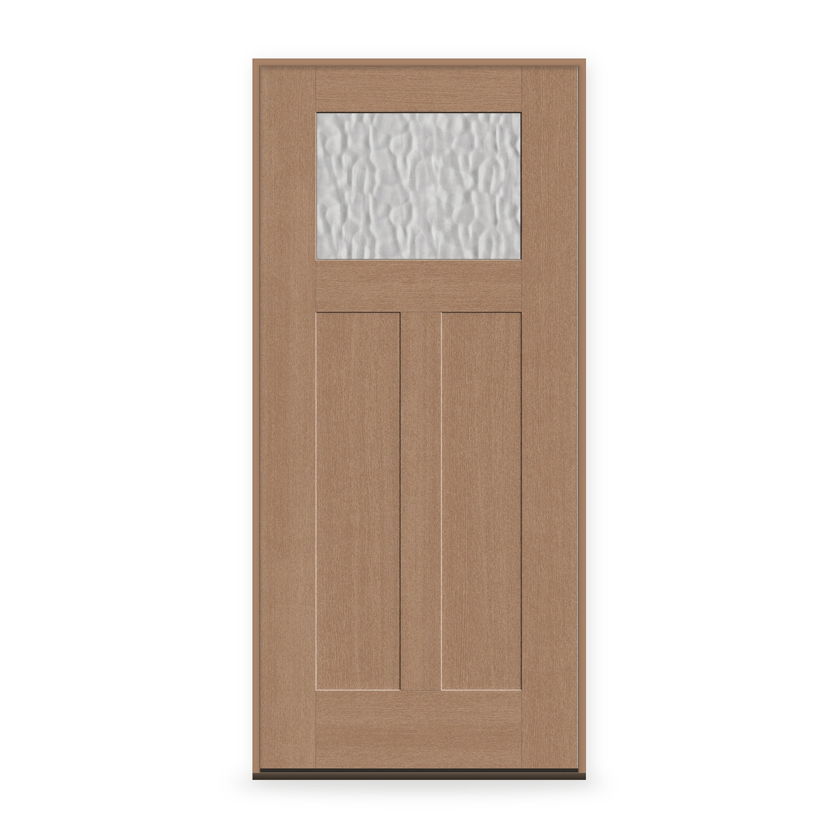 Prehung Vapor Flush Glazed Fiberglass Entry Door System - Craftsman 2 Panel, Tan Woodgrain