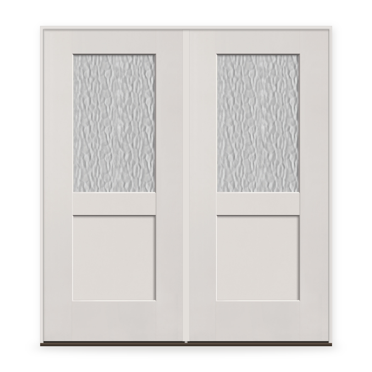 Double Vapor Flush Glazed Fiberglass Entry Door System - Half Lite Shaker, White Satin Smooth