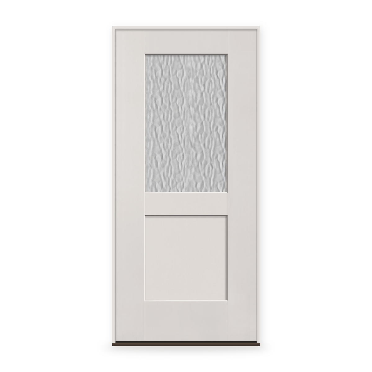 Prehung Vapor Flush Glazed Fiberglass Entry Door System - Half Lite Shaker, White Satin Smooth