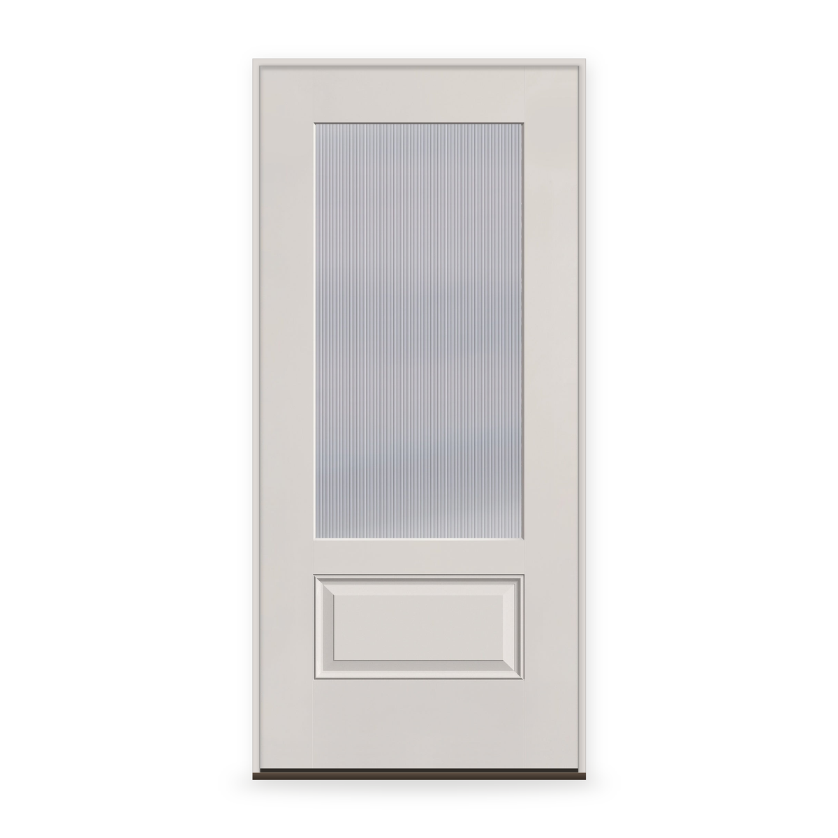 Prehung Wide Reed Flush Glazed Fiberglass Entry Door System - 3/4 Lite, White Satin Smooth