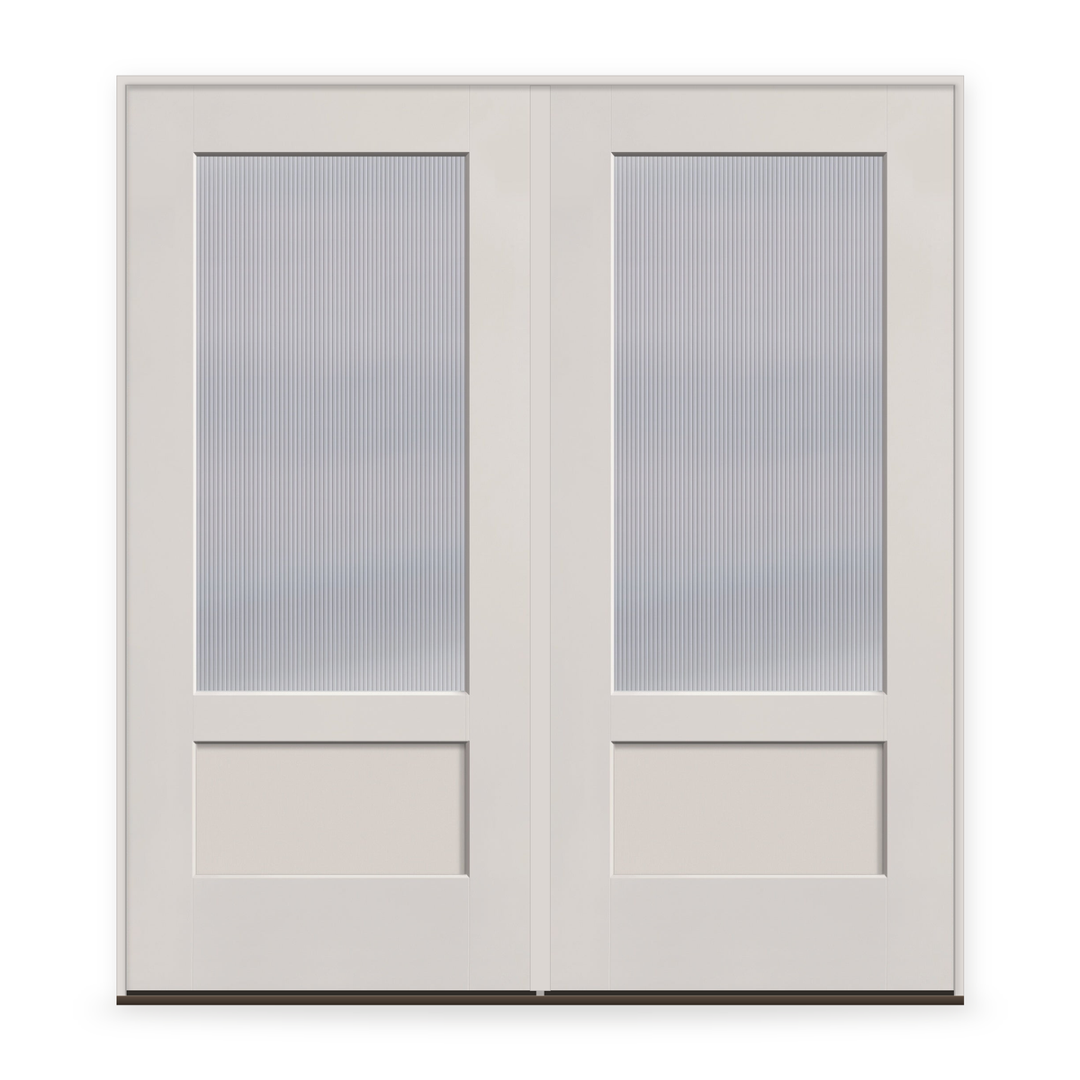 Double Wide Reed Flush Glazed Fiberglass Entry Door System - 3/4 Lite Shaker, White Satin Smooth