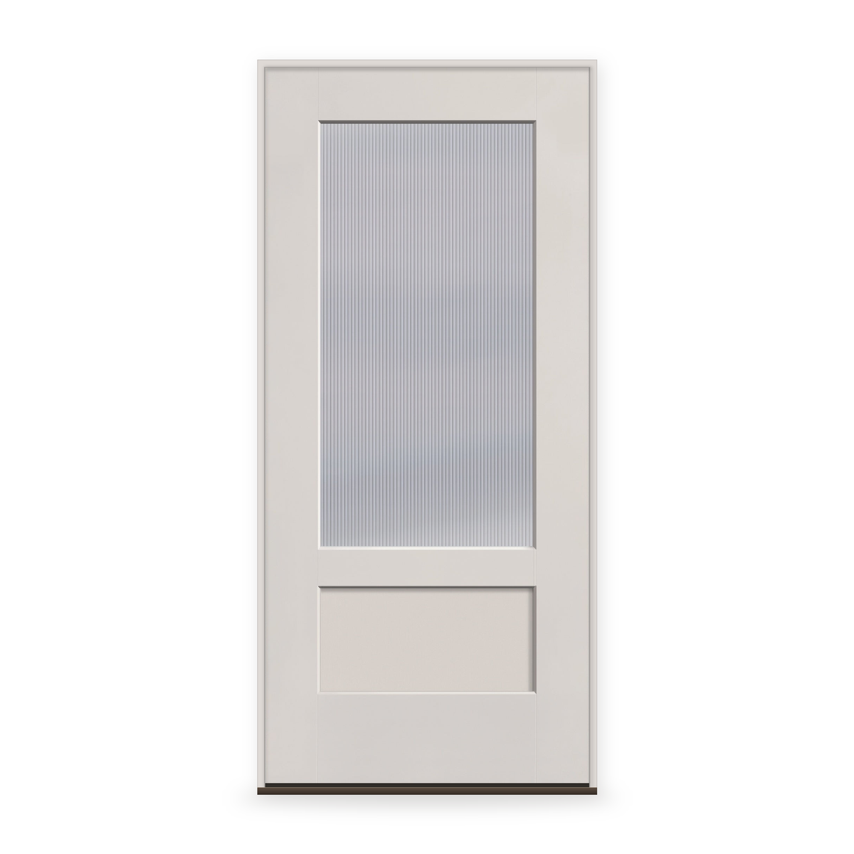 Prehung Wide Reed Flush Glazed Fiberglass Entry Door System - 3/4 Lite Shaker, White Satin Smooth
