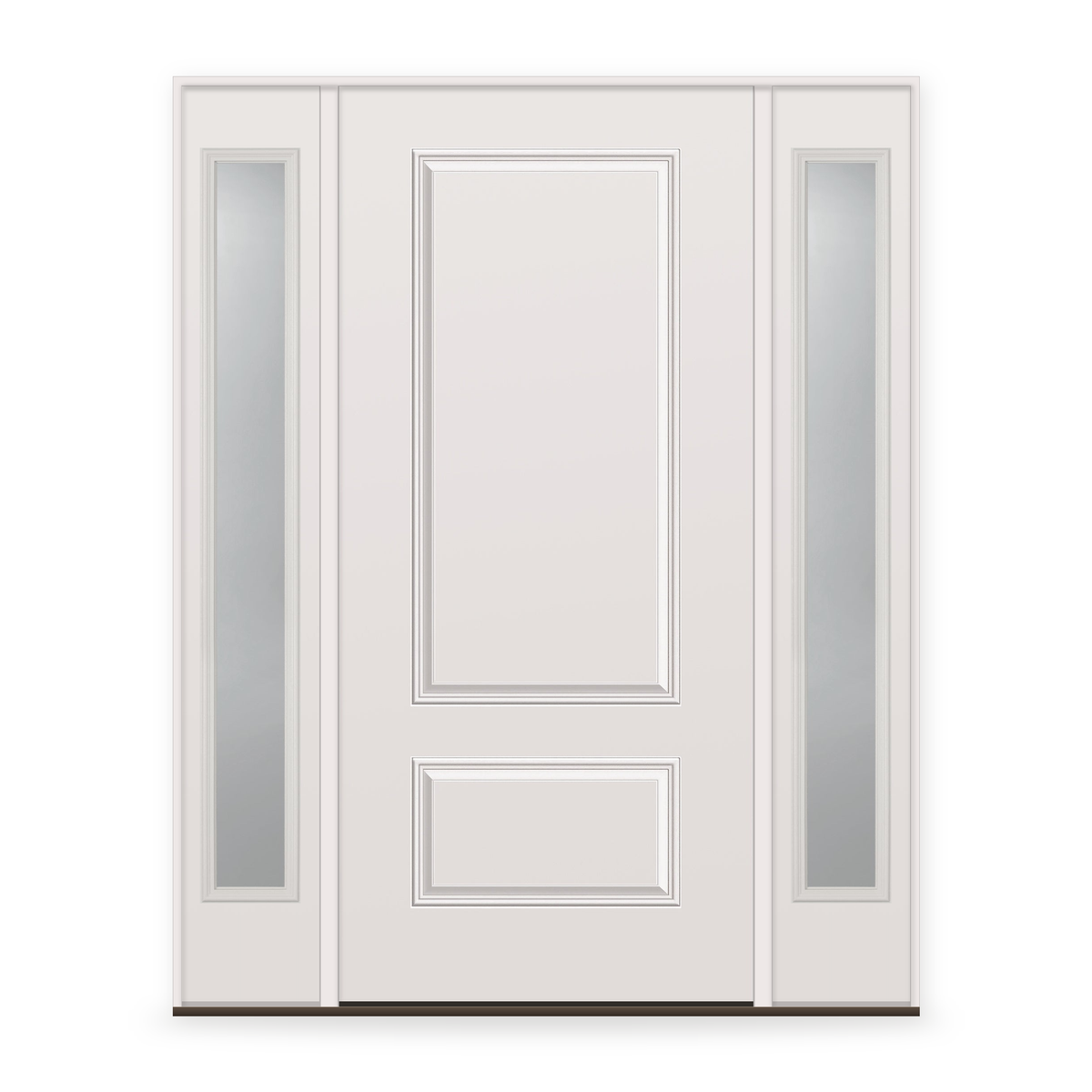 Wood Edge Steel Entry Door System with Two Sidelites - 2 Panel 3/4, Primed White Smooth