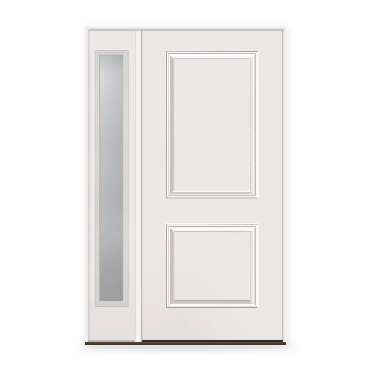 Wood Edge Steel Entry Door System with Sidelite - 2 Panel, Primed White Smooth