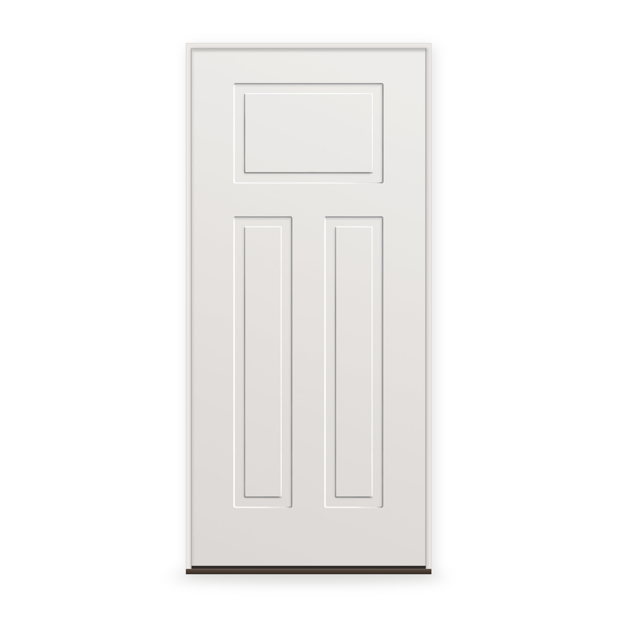 Prehung Wood Edge Steel Entry Door System - 3 Panel Urban Craftsman, Primed White Smooth