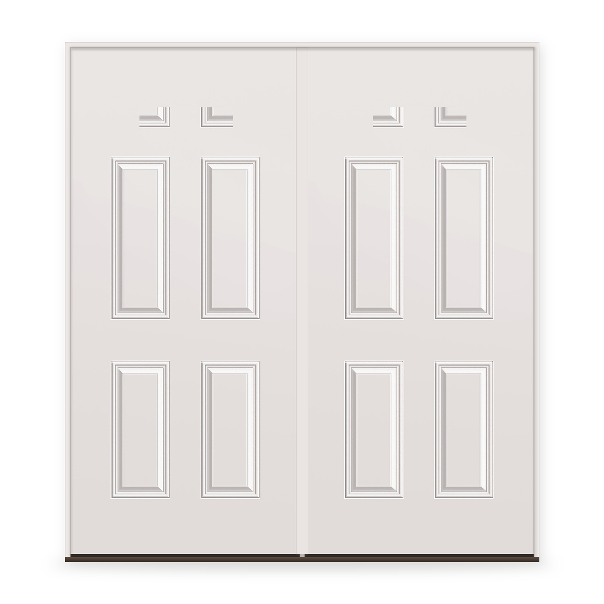 Double Wood Edge Steel Entry Door System - 4 Panel Blank Top, Primed White Smooth