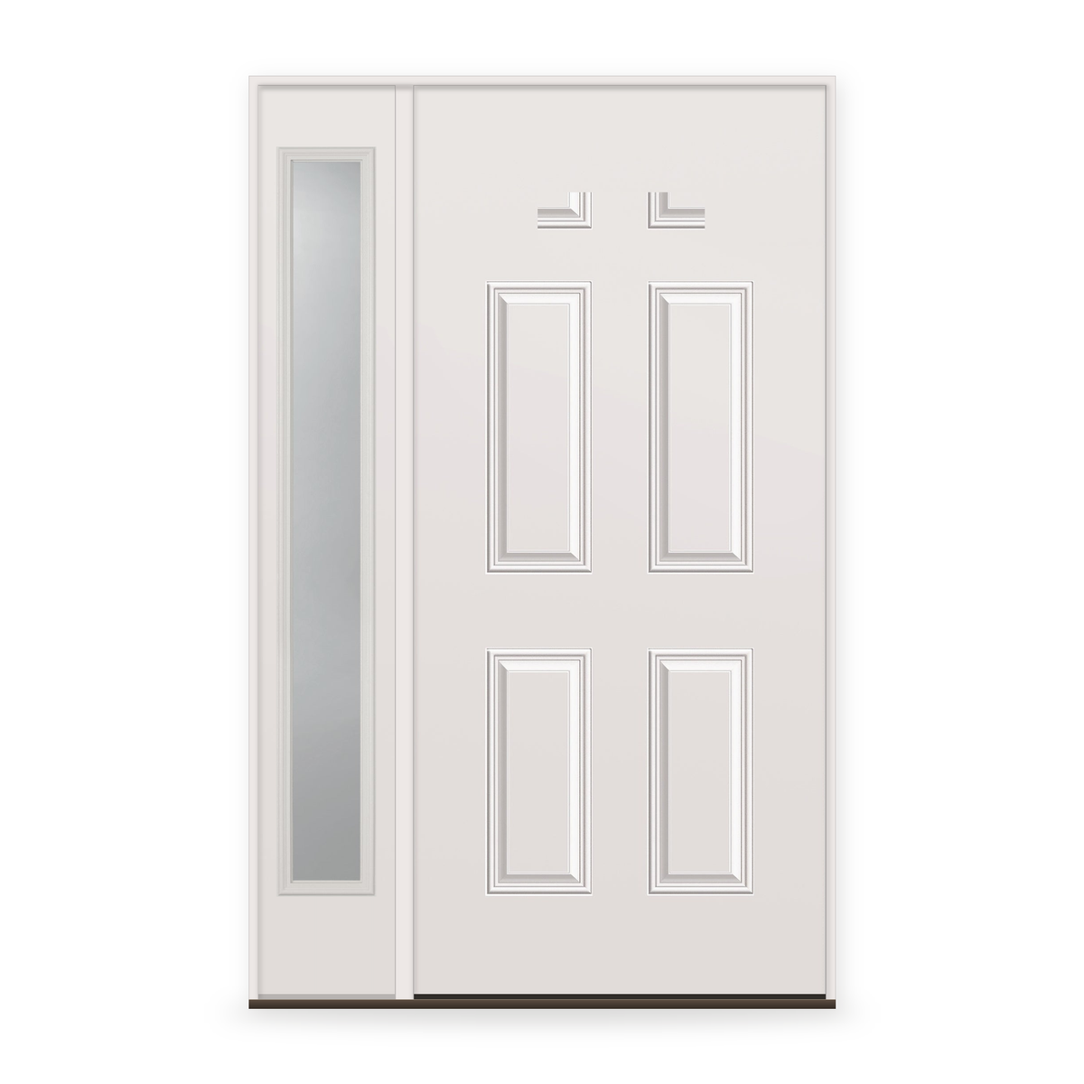 Wood Edge Steel Entry Door System with Sidelite - 4 Panel Blank Top, Primed White Smooth