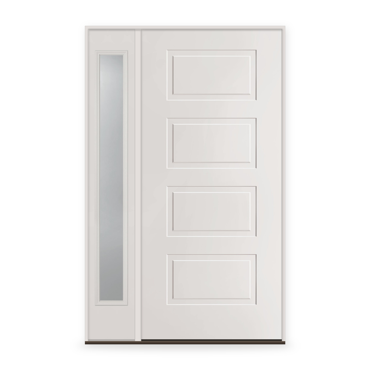Wood Edge Steel Entry Door System with Sidelite - 4 Panel Urban, Primed White Smooth