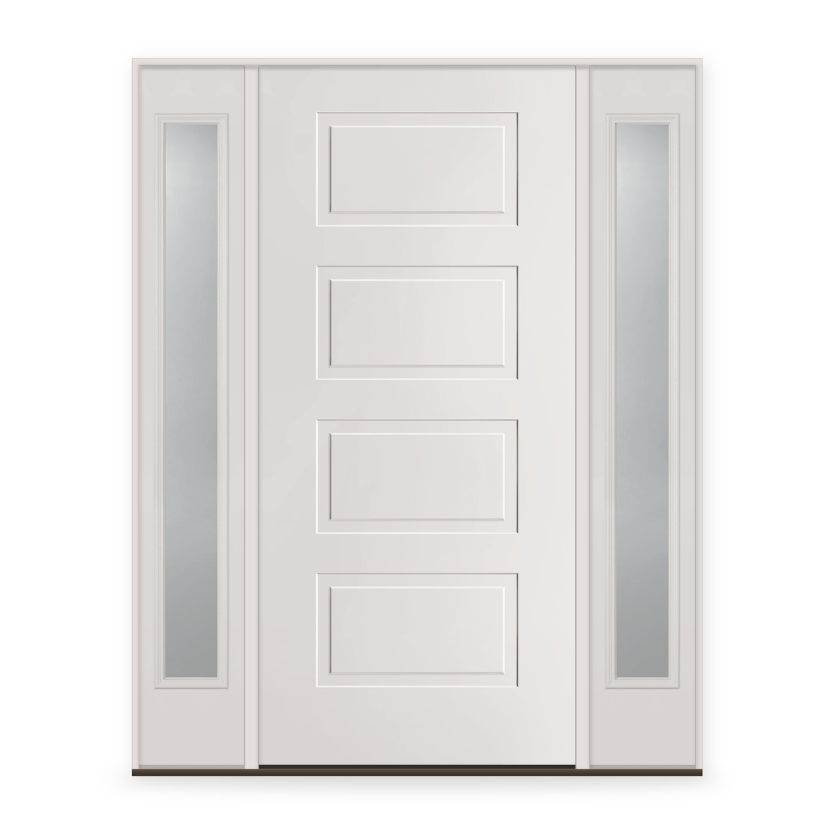 Wood Edge Steel Entry Door System with Two Sidelites - 4 Panel Urban, Primed White Smooth