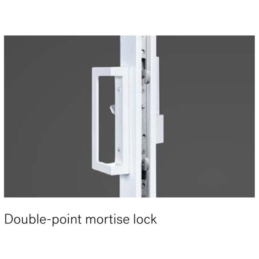 4 Panel Sliding White Patio Door (Low-E Clear Glass) - Pease Doors: The Door Store