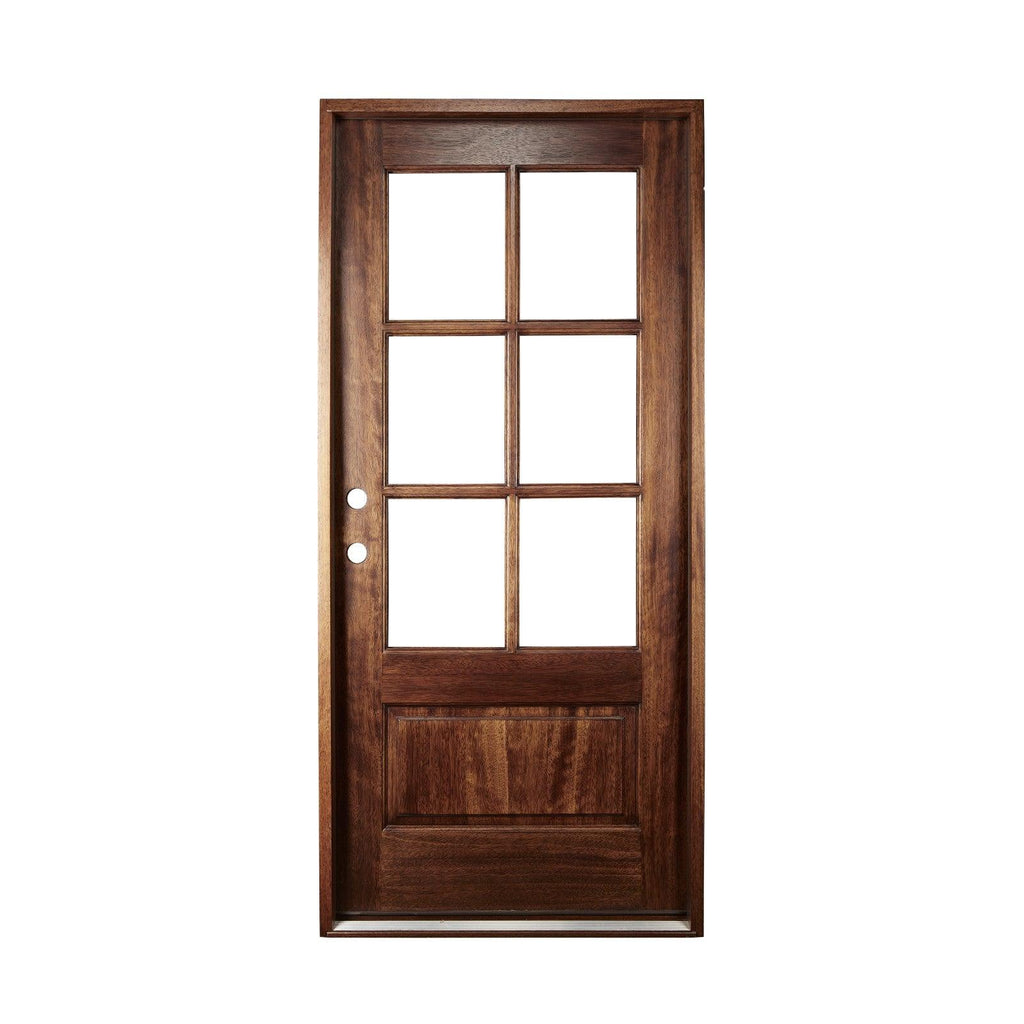 36" Prehung Mahogany Entry Door System (3/4 Glass 6 Lite) - Pease Doors: The Door Store
