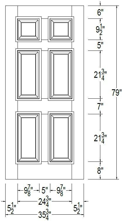 36" Mahogany Entry Door Slab (6 Panel) - Pease Doors: The Door Store