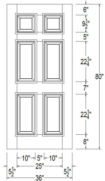 36" Mahogany Entry Door Slab (6 Panel) - Pease Doors: The Door Store