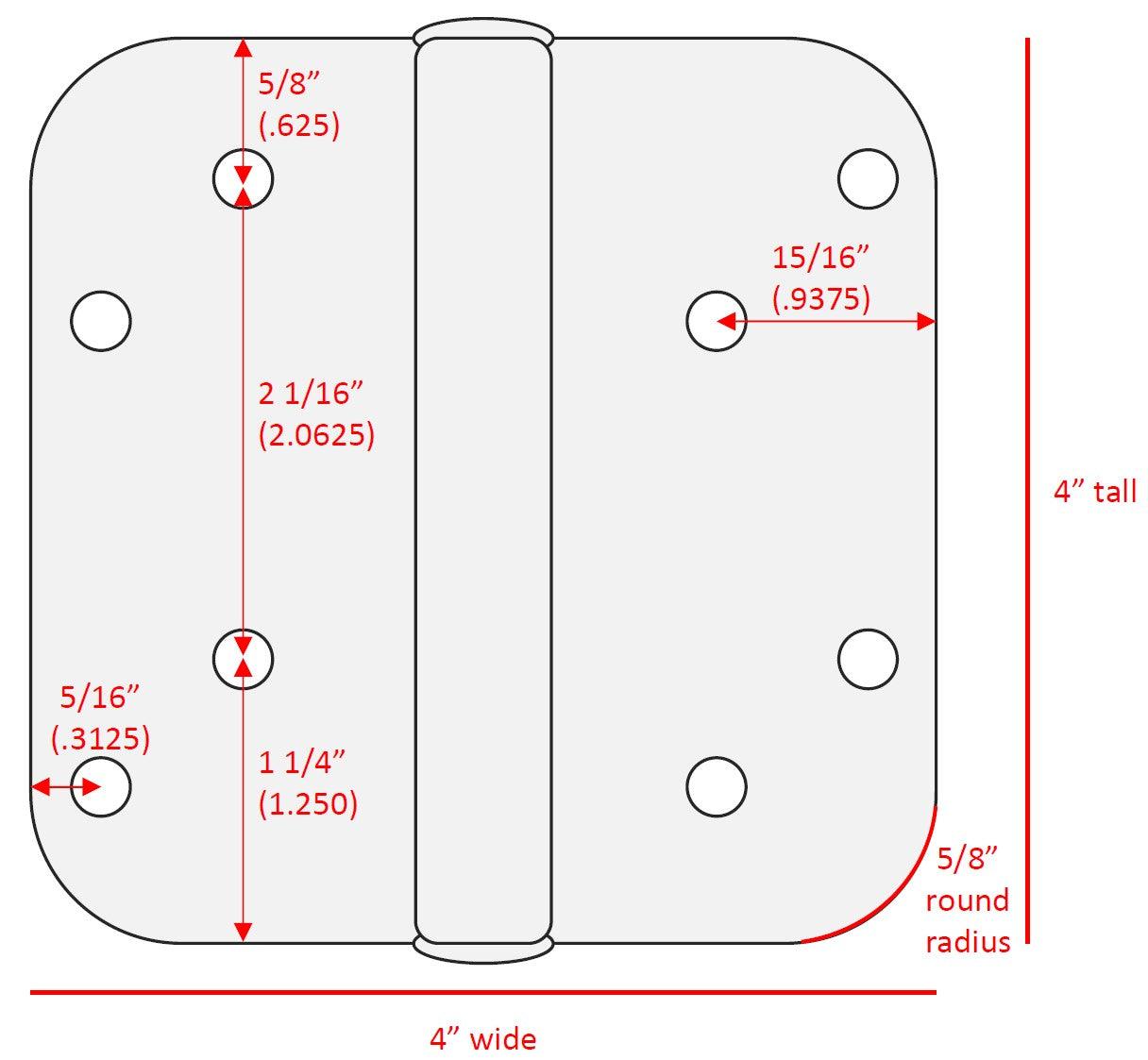 Pease Polished Brass Hinge Set (4" x 4", 3 hinges in set) - Pease Doors: The Door Store