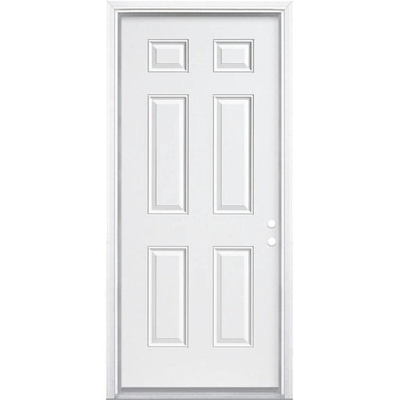 30" x 80" Prehung Smooth Fiberglass Entry Door System (6 Panel) - Pease Doors: The Door Store